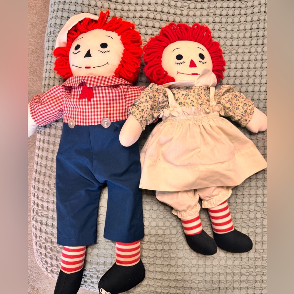 Vintage Knickerbocker Raggedy Ann and Andy Dolls  24in Tall - Picture 4 of 12